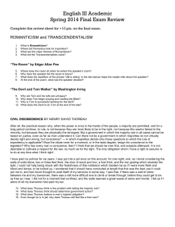 English III Academic Spring 2014 Final Exam Review