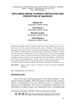 exploring indian tourists` motivation and perception of bangkok