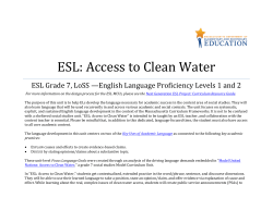 Next Generation ESL - A Statewide Model for Standards