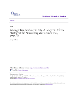 A Lawyer`s Defense Strategy at the Nuremberg War Crimes Trial