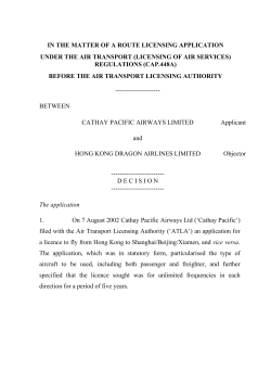 in the matter of a route licensing application under the air transport