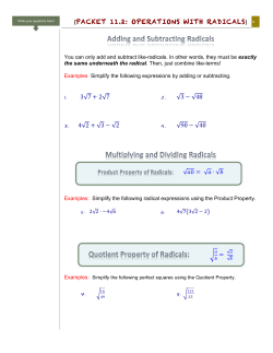 PACKET 11.2: OPERATIONS WITH RADICALS