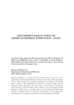 The Empire`s back in town: or America`s imperial temptation