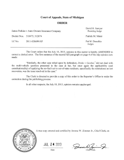 Here`s the official Michigan Court of Appeals order on Perkins v
