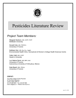 Pesticides Literature Review - Ontario College of Family Physicians