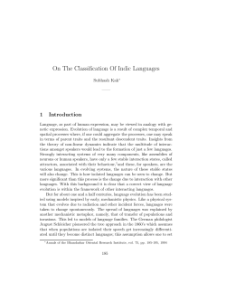 On The Classification Of Indic Languages