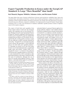 Export Vegetable Production in Kenya under the