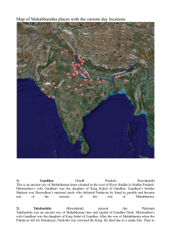 Map of Mahabharatha places with the current day locations