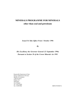 Minerals programme for minerals other than coal and petroleum