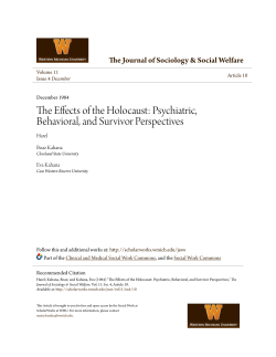 The Effects of the Holocaust: Psychiatric, Behavioral, and Survivor