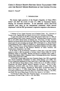 China`s Human Rights Record Since Tiananmen 1989 and the