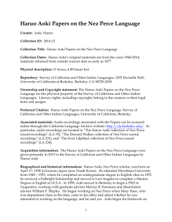 Haruo Aoki Papers on the Nez Perce Language