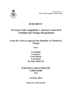 Terrence Calix (Appellant) v Attorney General of Trinidad and
