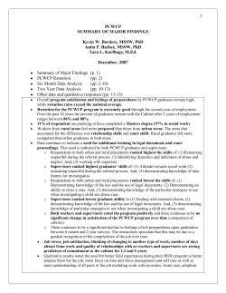 1 PCWCP SUMMARY OF MAJOR FINDINGS Kevin W. Borders