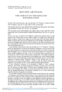 The impact of the English Reformation
