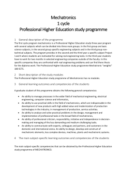 Mechatronics 1 cycle Professional Higher Education study programme