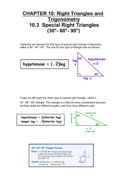 10.3 Special Right Triangles (30° 60° 90°)