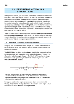 Describing motion in a straight line