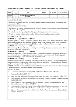 Syllabi For BA English Language and Literature Model II