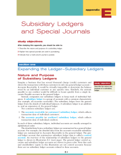 Subsidiary Ledgers and Special Journals