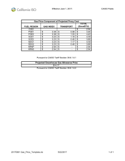 Projected Proxy Cost Gas Price Component and Projected