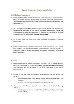 Special Assessment Arrangements Policy A. IB Diploma Programme