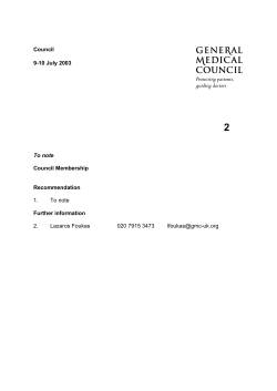 To note Council Membership Recommendation 1. To note