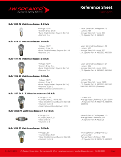 Halogen and LED Light Bulb Spec Sheet 2016
