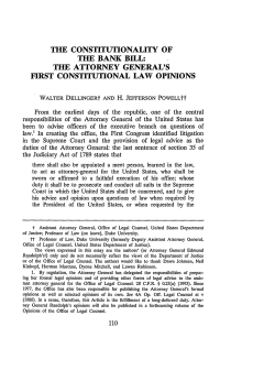 The Constitutionality of the Bank Bill