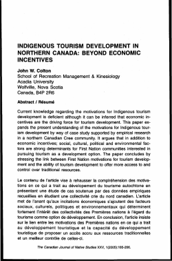 Indigenous Tourism Development In Northern Canada: Beyond
