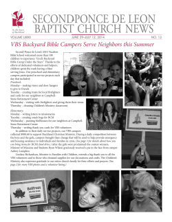 SECOND- PONCE DE LEON BAPTIST CHURCH NEWS