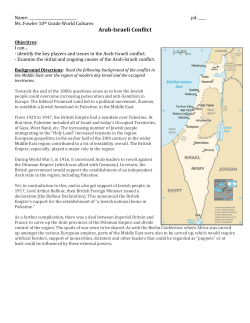 Arab-Israeli Conflict Quesitons - North Allegheny School District