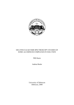 MULTINUCLEAR NMR SPECTROSCOPY STUDIES OF SOME
