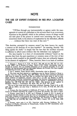 The use of Expert Evidence in Res Ipsa Loquitur Cases