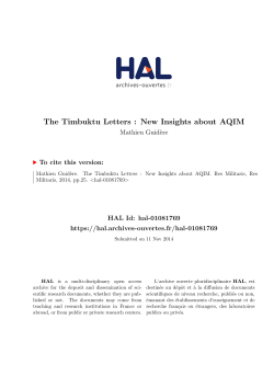 The Timbuktu Letters : New Insights about AQIM - Hal-SHS