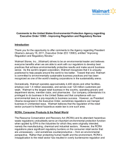 Comments to the United States Environmental Protection