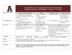 9th Grade ELA Curriculum Map - Ashland Independent Schools