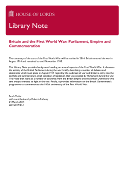 Britain and the First World War: Parliament, Empire and