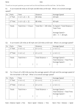 Ex: A car travels 60 miles at 20 mph and 80 miles at 40 mph. What is