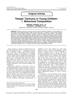 Temper Tantrums in Young Children: 1