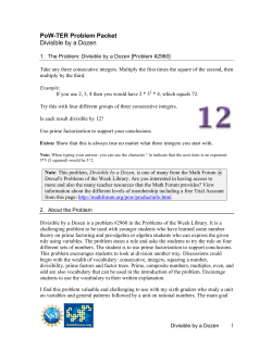 PoW-TER Problem Packet Divisible by a Dozen