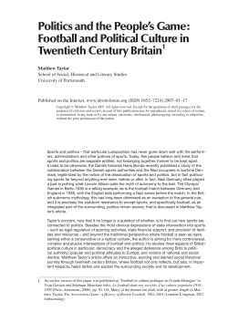 Politics and the People`s Game: Football and Political Culture in