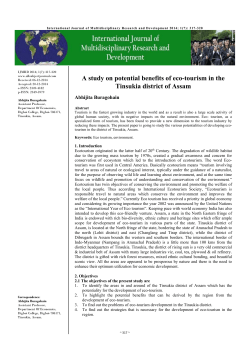 A study on potential benefits of eco-tourism in the Tinsukia district of