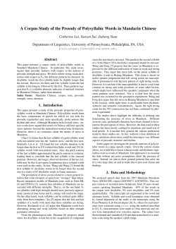 A Corpus Study of the Prosody of Polysyllabic Words in Mandarin