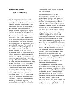 Cell Phones and Children by Dr. Cheryl McElhany