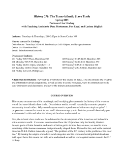 HIST 278 &ndash; The Trans-Atlantic Slave Trade Spring 2015