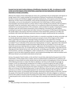 1 Excerpts from the South Carolina Ordinance of Nullification