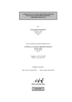 A SURVEY OF CULTURAL RESOURCES FOR THE THAPANE