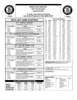 Nets Game Notes
