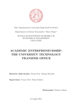 academic entrepreneurship: the university technology transfer office